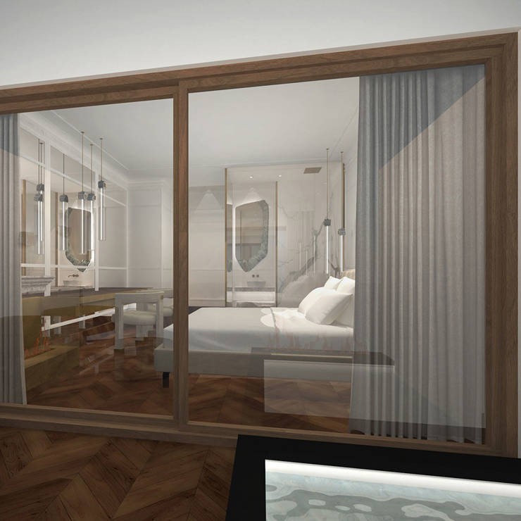 Cozy mountain-view room with glass wall, fireplace, and warm modern interior in Royal Marmin Arachova